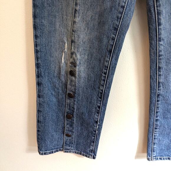 Lucky Brand Wide Leg Medium Wash Ankle High Rise Button Seam Front Jeans Size 27 - Picture 3 of 8